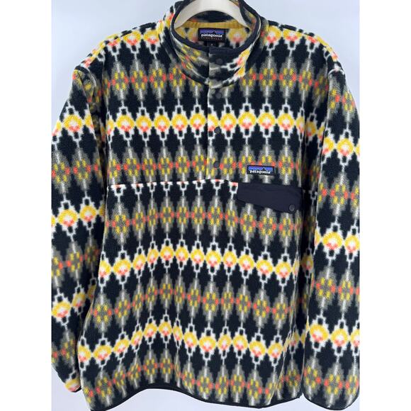 Patagonia Mens Synchilla Black Snap T Pullover Forest Carpet Fleece Medium - Picture 1 of 8